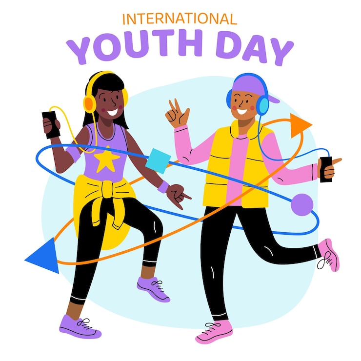 Vetor grátis ilustração dos desenhos animados do dia internacional da juventude