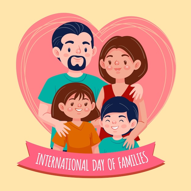 Ilustração dos desenhos animados do dia internacional das famílias