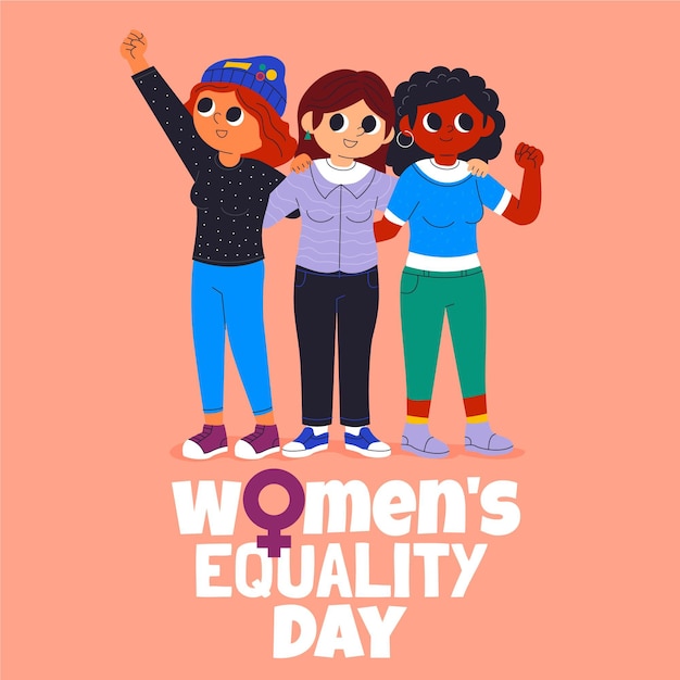 Ilustração dos desenhos animados para o dia da igualdade feminina