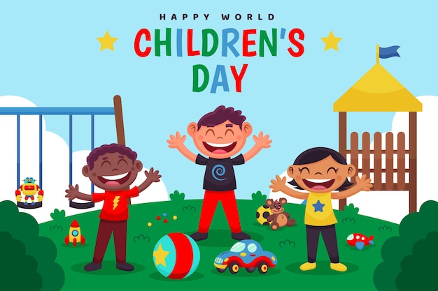 Vetor grátis ilustração dos desenhos animados para o dia mundial da criança