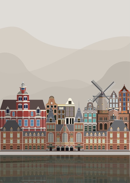 Vetor grátis ilustração dos marcos holandeses