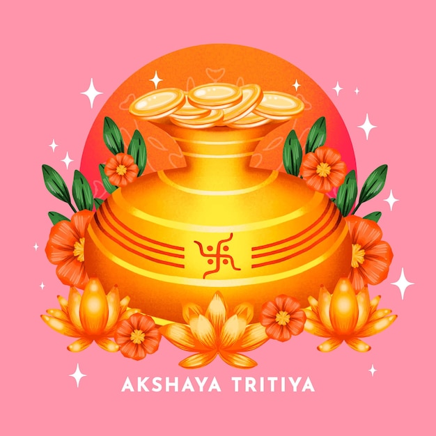 Ilustração em aquarela akshaya tritiya