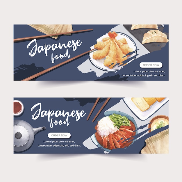 Vetor grátis ilustração em aquarela com sushi criativo-temático para banners, propaganda e folheto.