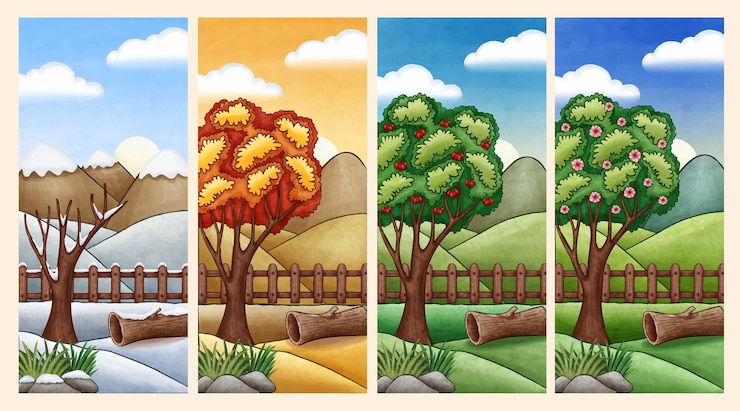 Vetor grátis ilustração em aquarela de 4 estações