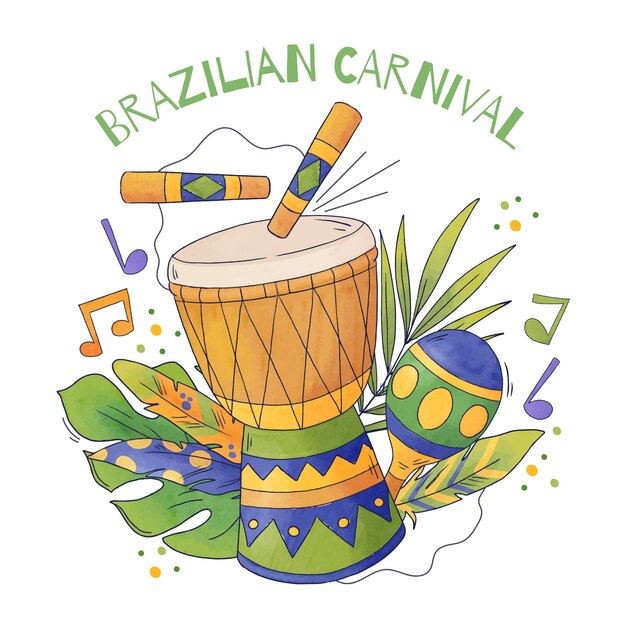 Vetor grátis ilustração em aquarela de carnaval brasileiro