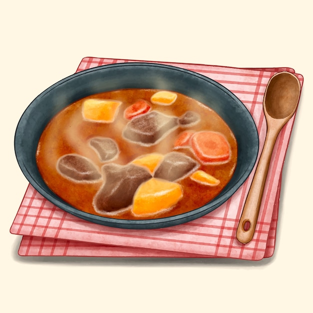 Ilustração em aquarela de goulash