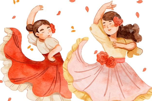 Vetor grátis ilustração em aquarela de mulher flamenca