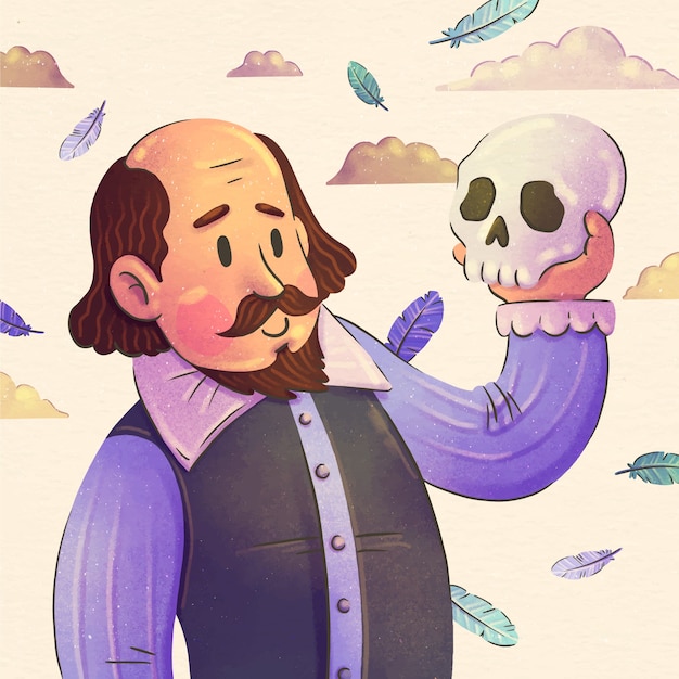 Ilustração em aquarela de shakespeare