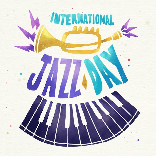 Ilustração em aquarela do dia internacional do jazz