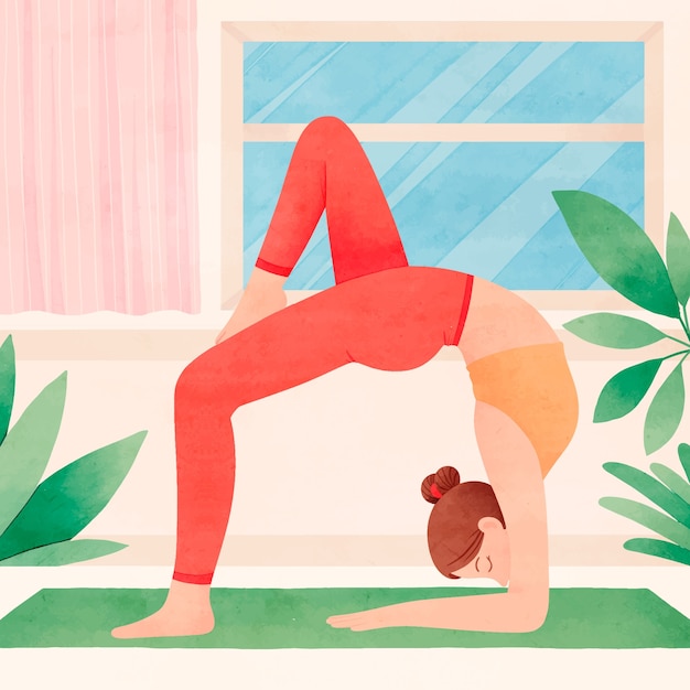 Vetor grátis ilustração em aquarela para celebração do dia internacional da ioga