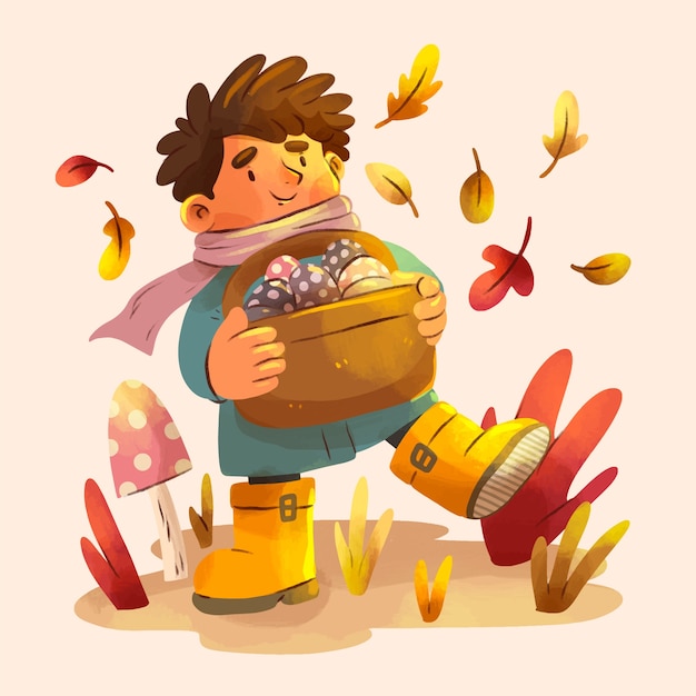 Ilustração em aquarela para festa de outono