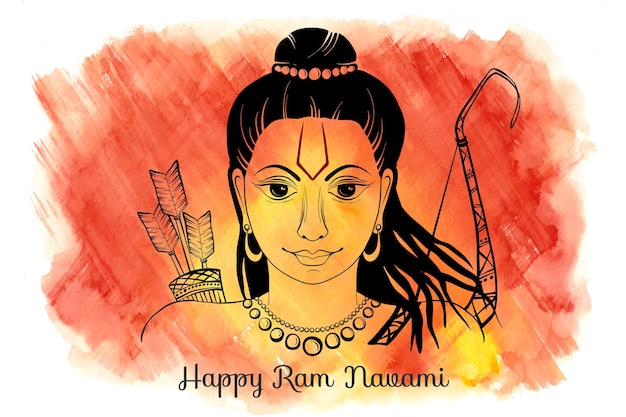 Ilustração em aquarela ram navami