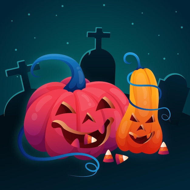 Vetor grátis ilustração em gradiente de abóbora de halloween