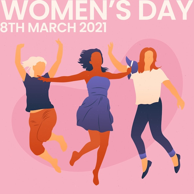 Vetor grátis ilustração em gradiente do dia internacional da mulher com mulheres pulando