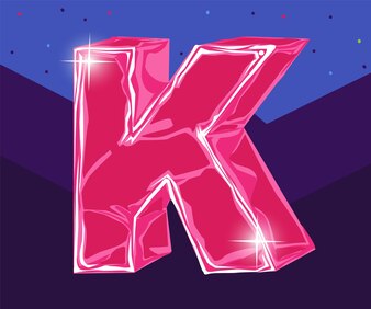 Ilustração em vetor alfabeto letra rosa 3d k