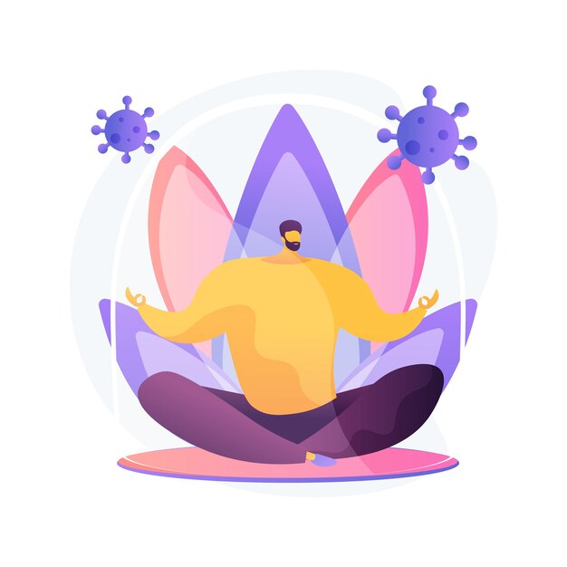 Ilustração em vetor conceito abstrato auto-isolamento. Surto de coronavírus em todo o mundo, isolamento durante a pandemia, regras de auto-quarentena, ficar seguro em casa, metáfora abstrata de distanciamento social.