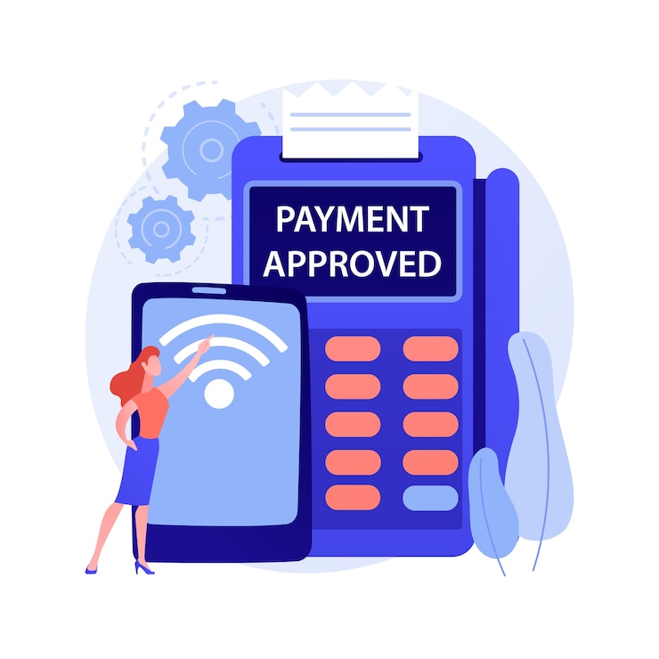 Vetor grátis ilustração em vetor conceito abstrato de conexão nfc. conexão bancária, comunicação nfc, método de pagamento com cartão sem contato, tecnologia bancária, transação financeira, metáfora abstrata de aplicativo de pagamento.