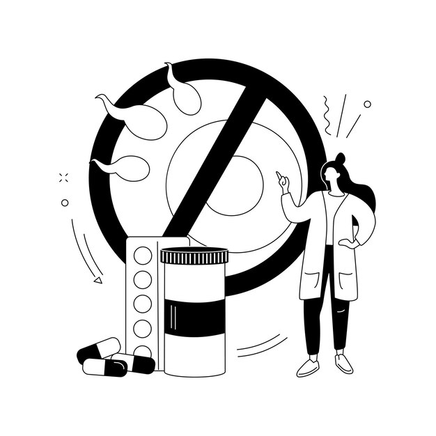 Ilustração em vetor conceito abstrato de contracepção de emergência Contracepção hormonal droga anticoncepcional de emergência planejamento familiar medicina de controle de gravidez efeito colateral metáfora abstrata