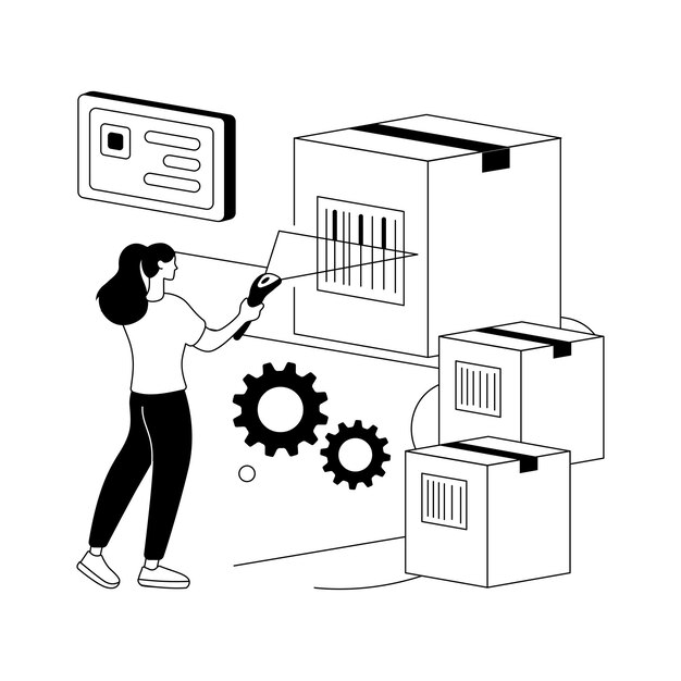 Ilustração em vetor conceito abstrato de digitalização de código de barras