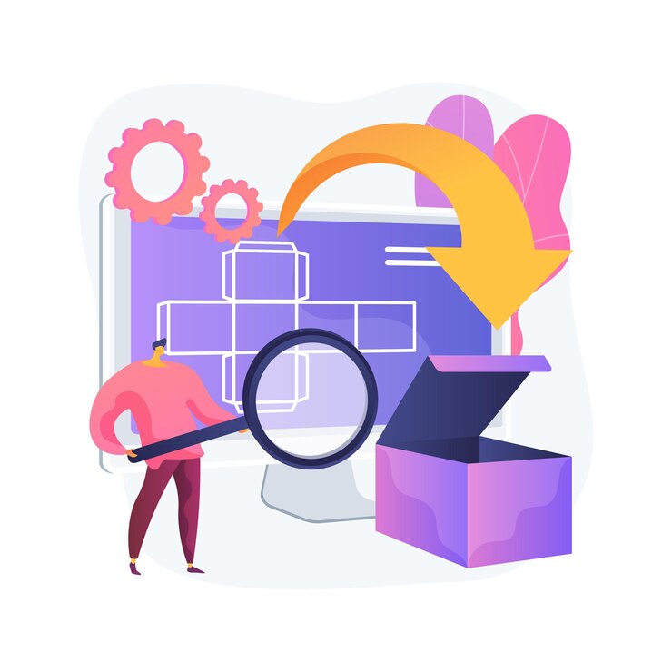 Vetor grátis ilustração em vetor conceito abstrato de embalagens digitais. tecnologia digital, software 3d, rótulos ar, ferramenta de marketing, atrair clientes, realidade aumentada, personalizar metáfora abstrata de pedido.