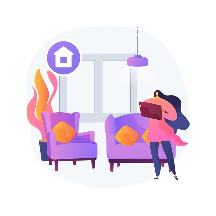 Vetor grátis ilustração em vetor conceito abstrato de encenação em casa. contratação de home stager, staging company, preparando residência privada para venda, melhorando o apelo de uma propriedade, metáfora abstrata de negócios imobiliários.