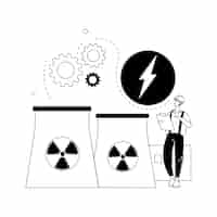 Vetor grátis ilustração em vetor conceito abstrato de energia nuclear usina nuclear fonte de energia sustentável torres de resfriamento sistema de distribuição de átomo de urânio gerar eletricidade metáfora abstrata