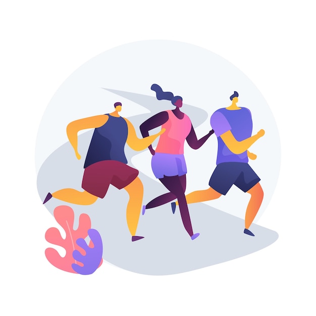 Vetor grátis ilustração em vetor conceito abstrato de maratona. competição de corrida, estilo de vida ativo, corrida de longa distância, treino atlético, treinamento esportivo, fitness de rua, metáfora abstrata do vencedor do sprint.