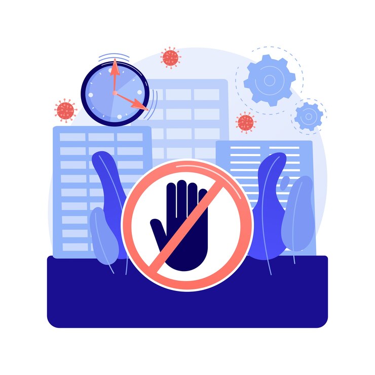 Vetor grátis ilustração em vetor conceito abstrato do toque de recolher. protesto público, manifestação, agitação em massa, multidão de rua, reunião, vandalismo e pilhagem, metáfora abstrata de violação de regra de restrição em casa.