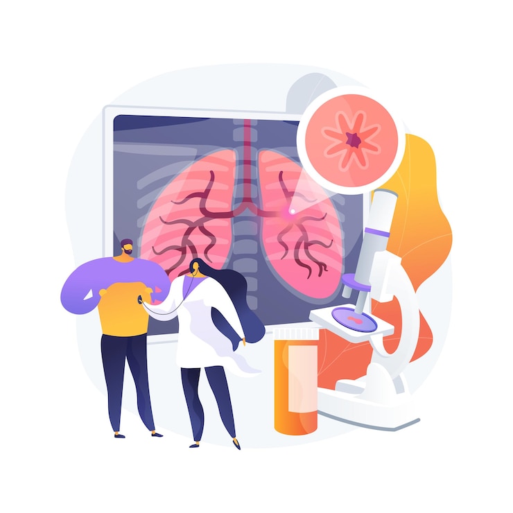 Vetor grátis ilustração em vetor conceito abstrato doença pulmonar obstrutiva crônica. doença pulmonar obstrutiva, bronquite crônica, enfisema, tratamento da dpoc, falta de ar metáfora abstrata.