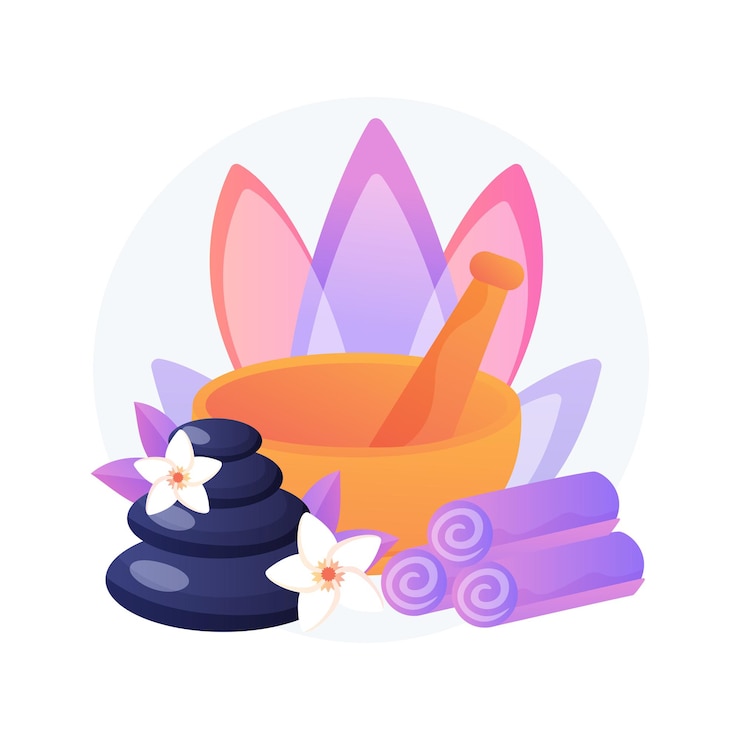 Vetor grátis ilustração em vetor conceito abstrato salão spa. bem-estar para a pele, massagem relaxante, tratamento de beleza, aromaterapia, cosmética profissional, cuidados corporais, resort de luxo, metáfora abstrata de terapia com óleo.