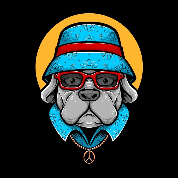 Ilustração em vetor de desenho animado de cachorro de verão