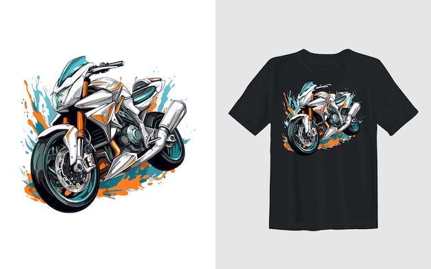 Vetor grátis ilustração em vetor de desenhos animados de bicicleta de sujeira extrema design de camiseta de motociclista