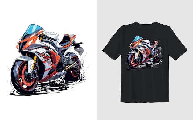 Vetor grátis ilustração em vetor de desenhos animados de bicicleta de sujeira extrema design de camiseta de motociclista