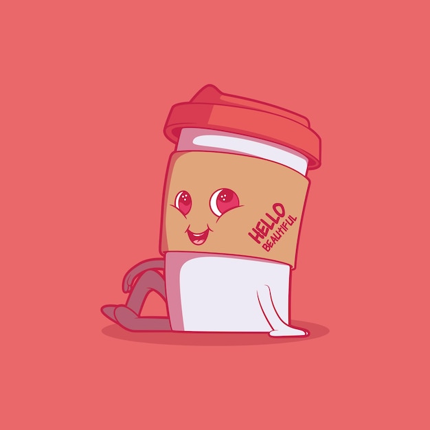 Ilustração em vetor de personagem de xícara de café fofo beba o conceito de design de motivação engraçada
