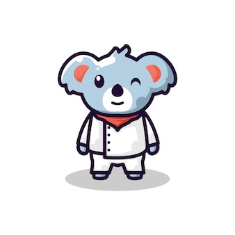 Ilustração em vetor de personagem fofo de mascote de desenho animado um coala sendo um chef