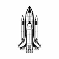 Vetor grátis ilustração em vetor foguete voador monocromático. nave espacial vintage para etiqueta promocional. o conceito de exploração de galáxia e cosmos pode ser usado para modelo retro, banner ou pôster