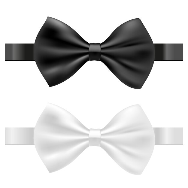 Ilustração em vetor gravata borboleta em preto e branco isolada
