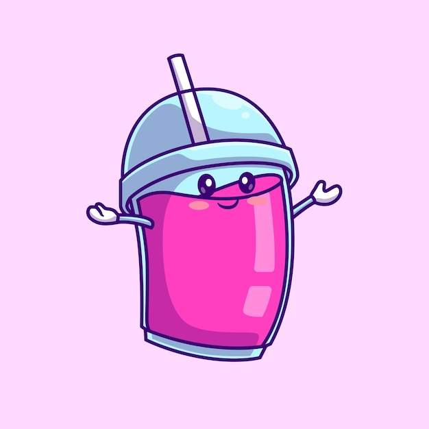 Ilustração em vetor ícone bonito refrigerante bebida dos desenhos animados. Beba o conceito de ícone de objeto isolado Vetor Premium