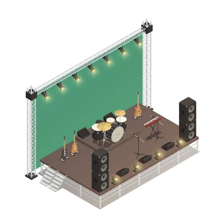 Vetor grátis ilustração em vetor isométrica de palco