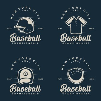 Ilustração em vetor logotipo emblemas de beisebol silhueta ou modelo de emblema