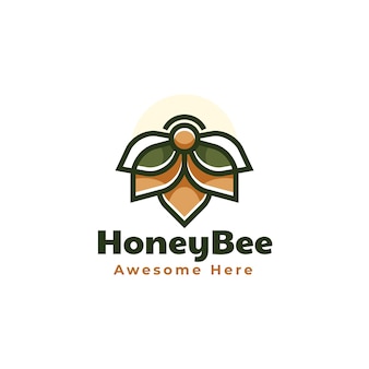 Ilustração em vetor logotipo estilo simples mascote de abelha Vetor Premium