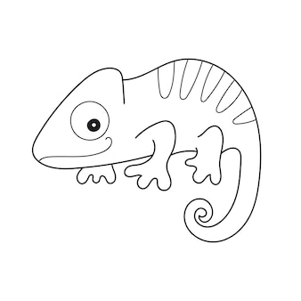 Ilustração em vetor simples página para colorir de camaleão para livro de colorir
