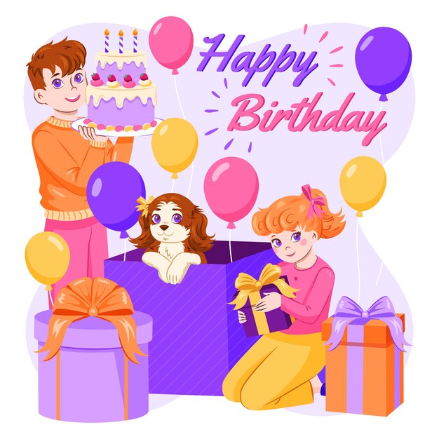 Ilustração Feliz aniversário