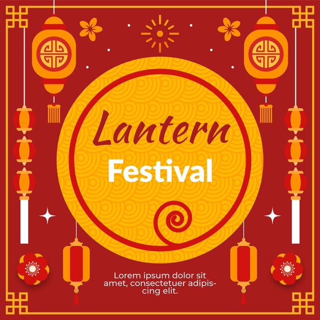 Ilustração festival de lanternas planas