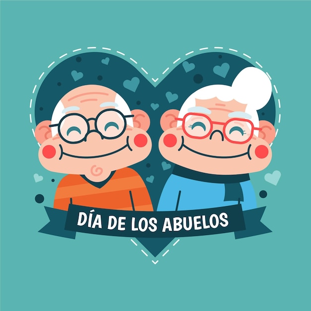 Vetor grátis ilustração flat dia de los abuelos