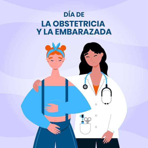 Vetor grátis ilustração flat dia internacional de la obstetricia y la embarazada