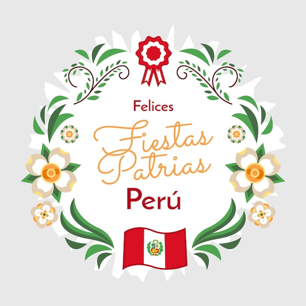 Vetor grátis ilustração flat fiestas patrias de peru