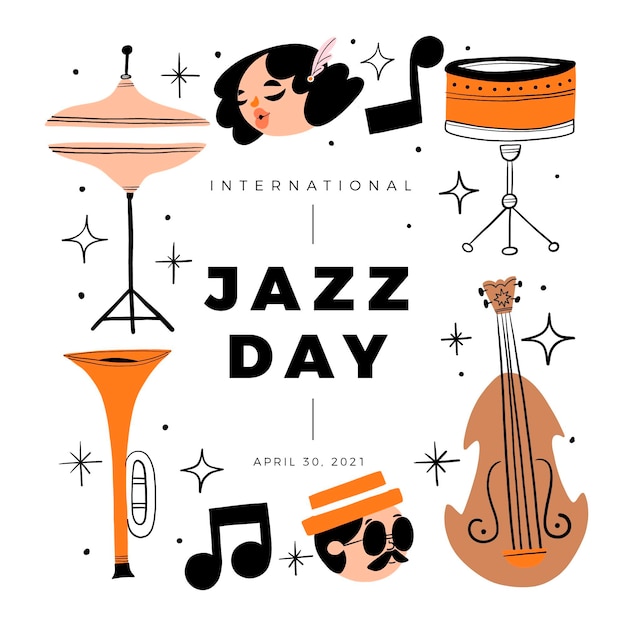 Ilustração flat international jazz day