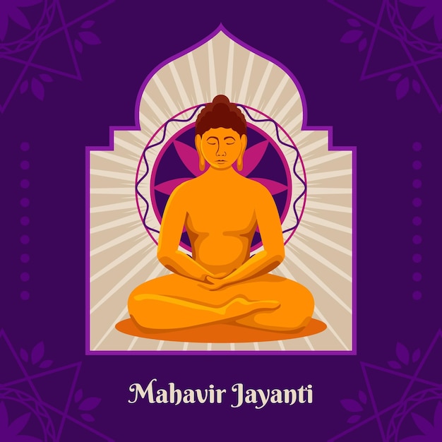 Ilustração flat mahavir jayanti