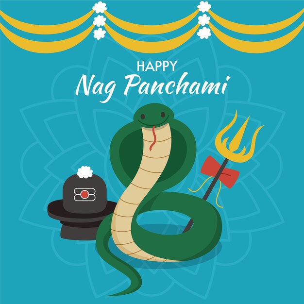 Ilustração flat nag panchami